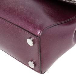 Pre Owned Michael Kors Metallic Purple Leather AVA Crystals Top Handle Bag