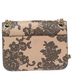 Pre Owned حقيبة كتف مايكل كورس جلد بيج مطبوع بقلاب