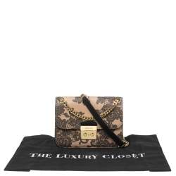 Pre Owned حقيبة كتف مايكل كورس جلد بيج مطبوع بقلاب