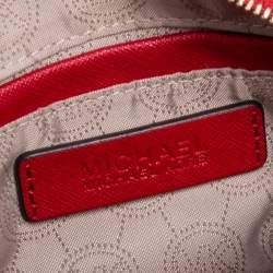 Pre Owned MICHAEL Michael Kors Red Saffiano Leather Jet Set Camera Crossbody Bag