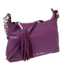 مملوكة مسبقًا حقيبة كروس مايكل كورس ماغينتا جلد بنفسجي مزينة دلاية بشراشيب