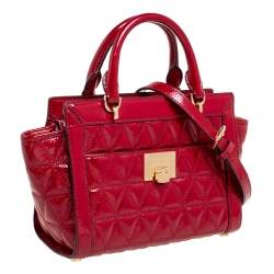 Pre Owned MICHAEL Michael Kors Red Patent Leather Vivianne Satchel