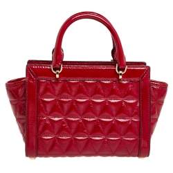 Pre Owned MICHAEL Michael Kors Red Patent Leather Vivianne Satchel