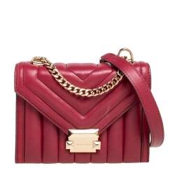 Pre Owned Michael Kors Burgundy Leather Small Whitney Shoulder Bag