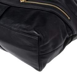 Pre Owned MICHAEL Michael Kors Black Leather Double Zip Pocket Hobo