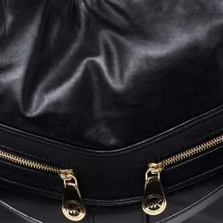 Pre Owned MICHAEL Michael Kors Black Leather Double Zip Pocket Hobo