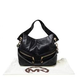 Pre Owned MICHAEL Michael Kors Black Leather Double Zip Pocket Hobo