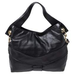 Pre Owned MICHAEL Michael Kors Black Leather Double Zip Pocket Hobo
