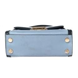 Pre Owned Michael Kors Two Tone Blue Leather Mini Whitney Top Handle Bag