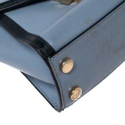 Pre Owned Michael Kors Two Tone Blue Leather Mini Whitney Top Handle Bag