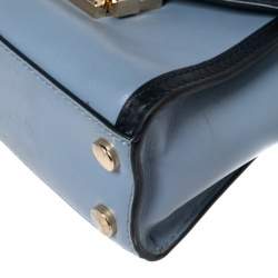 Pre Owned Michael Kors Two Tone Blue Leather Mini Whitney Top Handle Bag