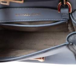 Pre Owned Michael Kors Two Tone Blue Leather Mini Whitney Top Handle Bag