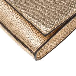 Pre Owned حقيبة كلتش مايكل كورس سلسلة موت جلد ذهبية ميتالك 