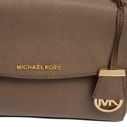 Pre Owned Michael Kors Dark Beige Saffiano Leather Small Ava Top Handle Bag