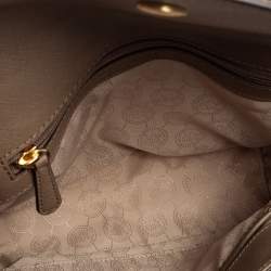 Pre Owned Michael Kors Dark Beige Saffiano Leather Small Ava Top Handle Bag