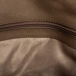 Pre Owned Michael Kors Dark Beige Saffiano Leather Small Ava Top Handle Bag