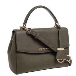 Pre Owned Michael Kors Olive Green Saffiano Leather Small Ava Top Handle Bag