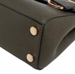 Pre Owned Michael Kors Olive Green Saffiano Leather Small Ava Top Handle Bag