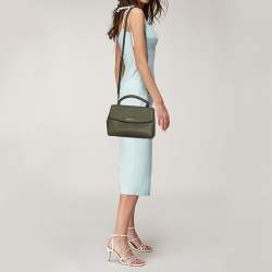 Pre Owned Michael Kors Olive Green Saffiano Leather Small Ava Top Handle Bag