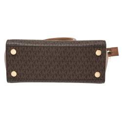 Pre Owned حقيبة ساتشل مايكل كورس سيلما جلد  وكانفاس مقوى بني متوسطة