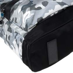 Pre Owned Michael Kors Black/Silver Camouflage Nylon and Leather Kent Backpack