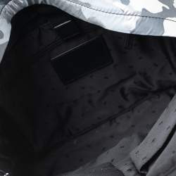 Pre Owned Michael Kors Black/Silver Camouflage Nylon and Leather Kent Backpack