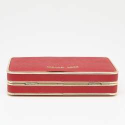 Pre Owned Michael Kors Red Saffiano Leather Minaudiere Clutch