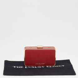 Pre Owned Michael Kors Red Saffiano Leather Minaudiere Clutch