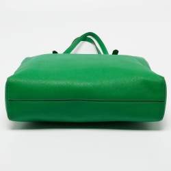 Pre Owned Michael Kors Green Leather Large Jet Set Travel Tote