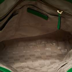 Pre Owned Michael Kors Green Leather Large Jet Set Travel Tote