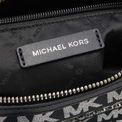Pre Owned Michael Kors Black Jacquard And Leather Bedford Boston Bag