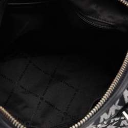 Pre Owned Michael Kors Black Jacquard And Leather Bedford Boston Bag