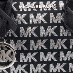 Pre Owned Michael Kors Black Jacquard And Leather Bedford Boston Bag