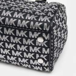Pre Owned Michael Kors Black Jacquard And Leather Bedford Boston Bag