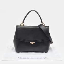 Pre Owned Michael Kors Black Leather Ava Top Handle Bag