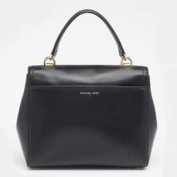 Pre Owned Michael Kors Black Leather Ava Top Handle Bag