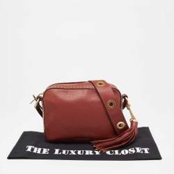 Pre Owned حقيبة كتف مايكل كورس بروكلين كاميرا جلد بني طوبي