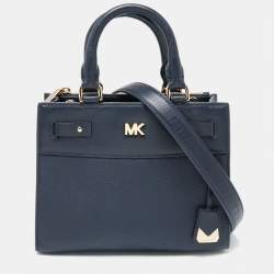 Pre Owned Michael Kors Navy Blue Leather Reagan Tote
