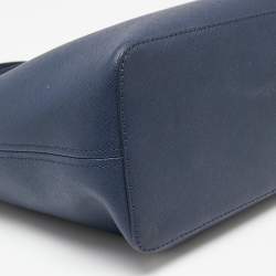 Pre Owned Michael Kors Navy Blue Leather Small Jet Set Travel Tote