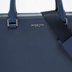 Pre Owned Michael Kors Navy Blue Leather Harrison Briefcase