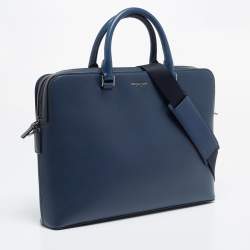 Pre Owned Michael Kors Navy Blue Leather Harrison Briefcase