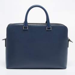 Pre Owned Michael Kors Navy Blue Leather Harrison Briefcase