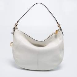 Pre Owned Michael Kors White Leather Bedford Hobo