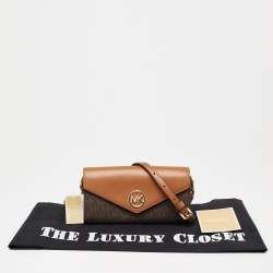 MICHAEL Michael Kors Brown Signature Coated Canvas And Leather Wallet on Chain