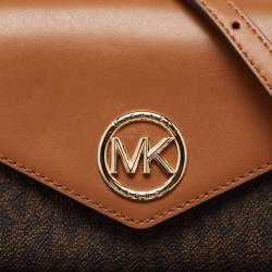 MICHAEL Michael Kors Brown Signature Coated Canvas And Leather Wallet on Chain