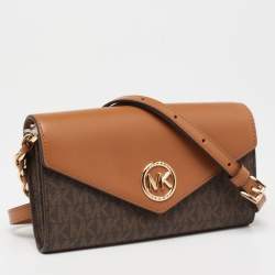 MICHAEL Michael Kors Brown Signature Coated Canvas And Leather Wallet on Chain