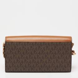 MICHAEL Michael Kors Brown Signature Coated Canvas And Leather Wallet on Chain