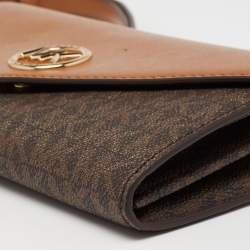 MICHAEL Michael Kors Brown Signature Coated Canvas And Leather Wallet on Chain