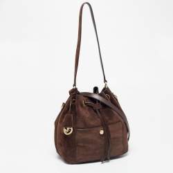 Pre Owned Michael Kors Dark Brown Suede and Leather Greenwich Bucket Bag