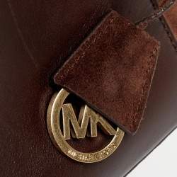 Pre Owned Michael Kors Dark Brown Suede and Leather Greenwich Bucket Bag